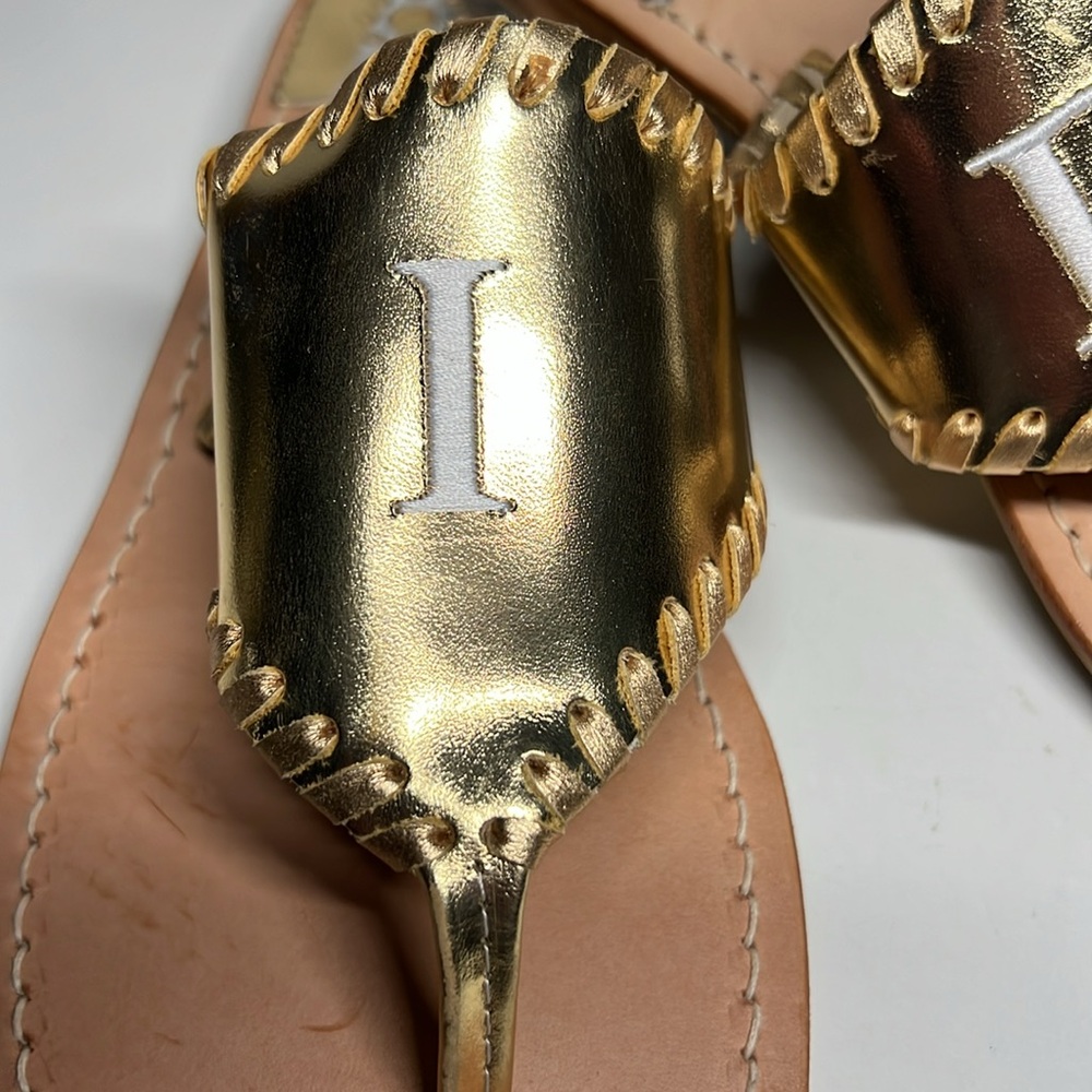 Jack Rogers Embroidered "I Do" Leather Thong Sandals Women’s Size 10 - Picture 3 of 9